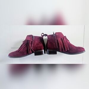 SOSO Suede Burgundy Bootie Boots With Fringe size 7.5